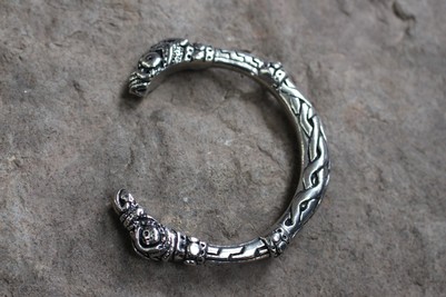 Serpent Head Bangle Pewter